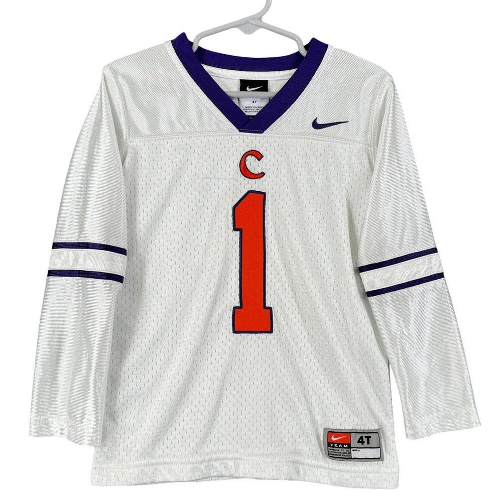 Clemson Nike Football Jersey Kids 4T White Mesh Number 1 Game Day Fan Wear